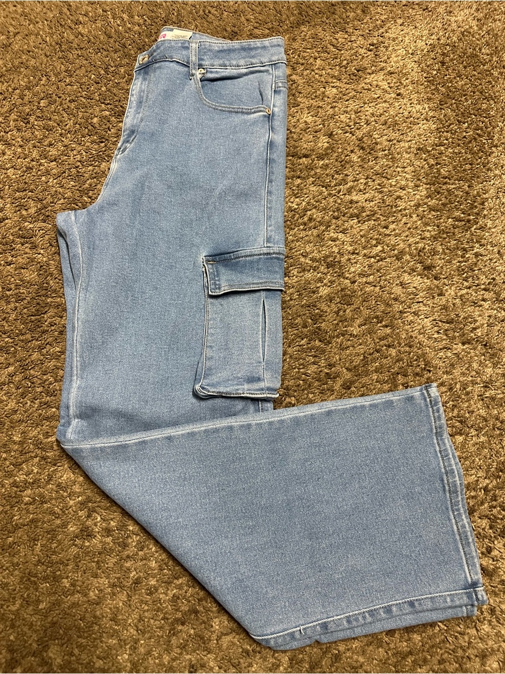 Light Wash Denim Cargo Jeans